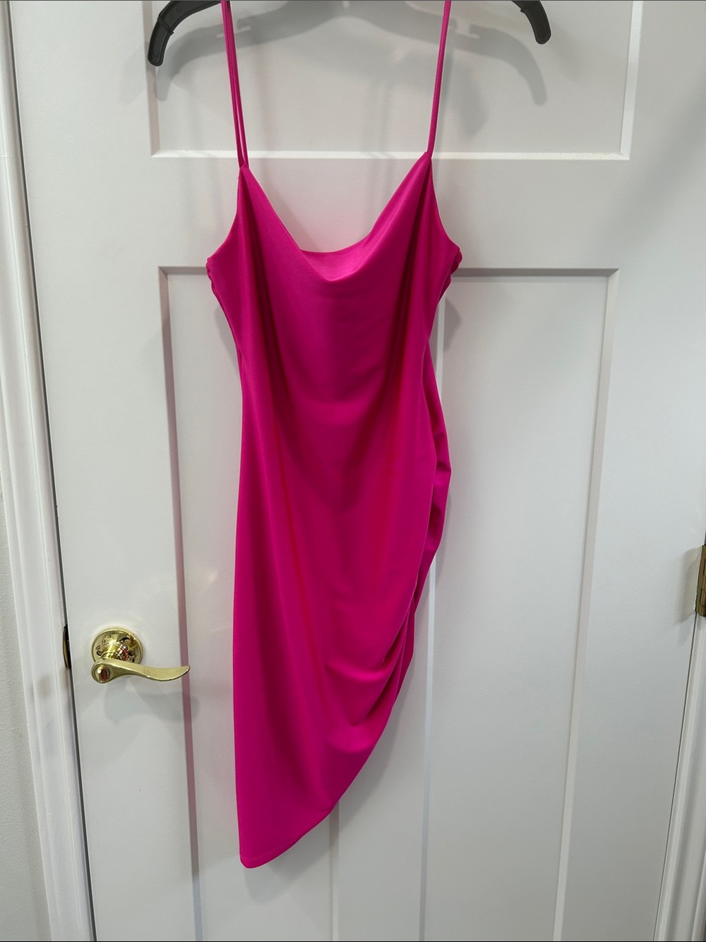 Papermoon One-Shoulder Slip Dress in Bright Fuchsia